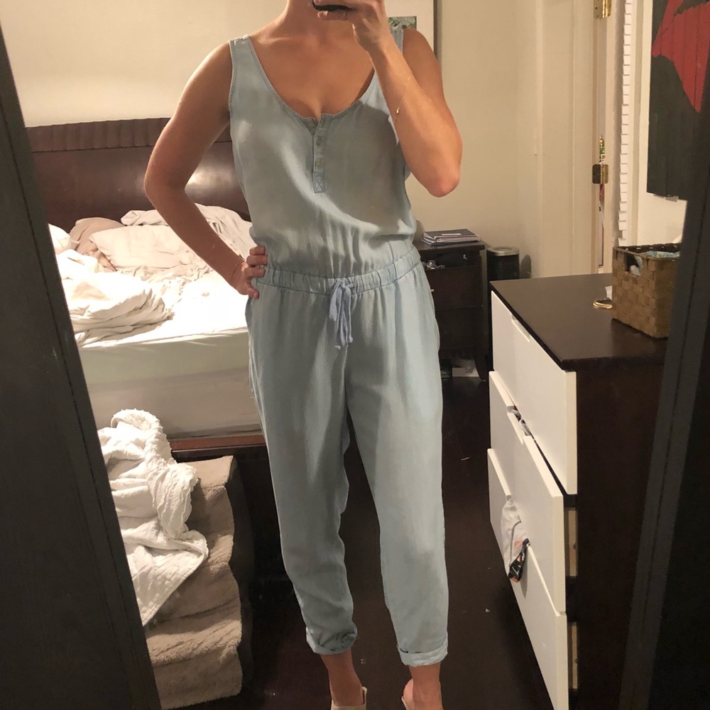 Cloth and stone chambray sleeveless jumpsuit